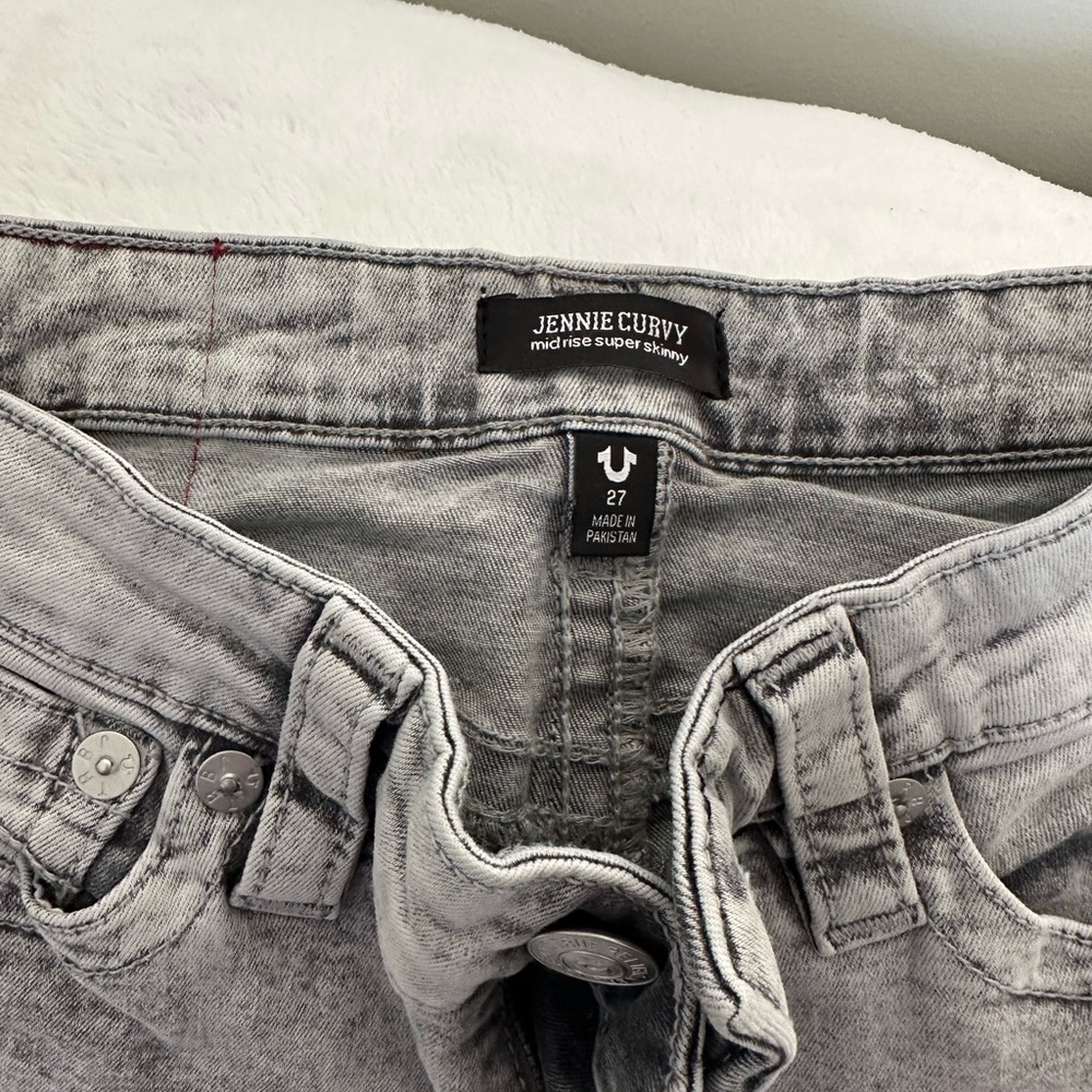 True Religion Light Gray Denim Jeans Ripped